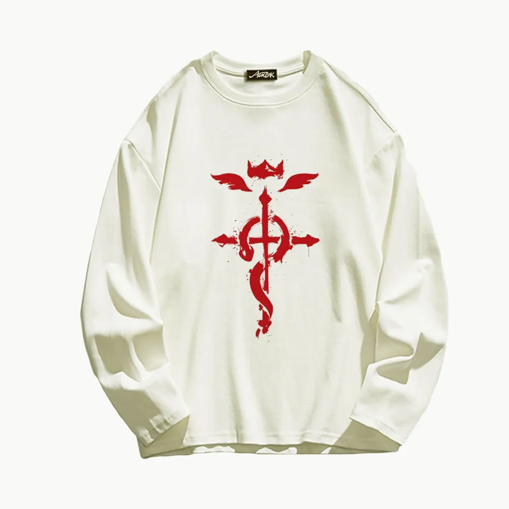 Retro Cross Devil Sign Long Sleeve Shirt