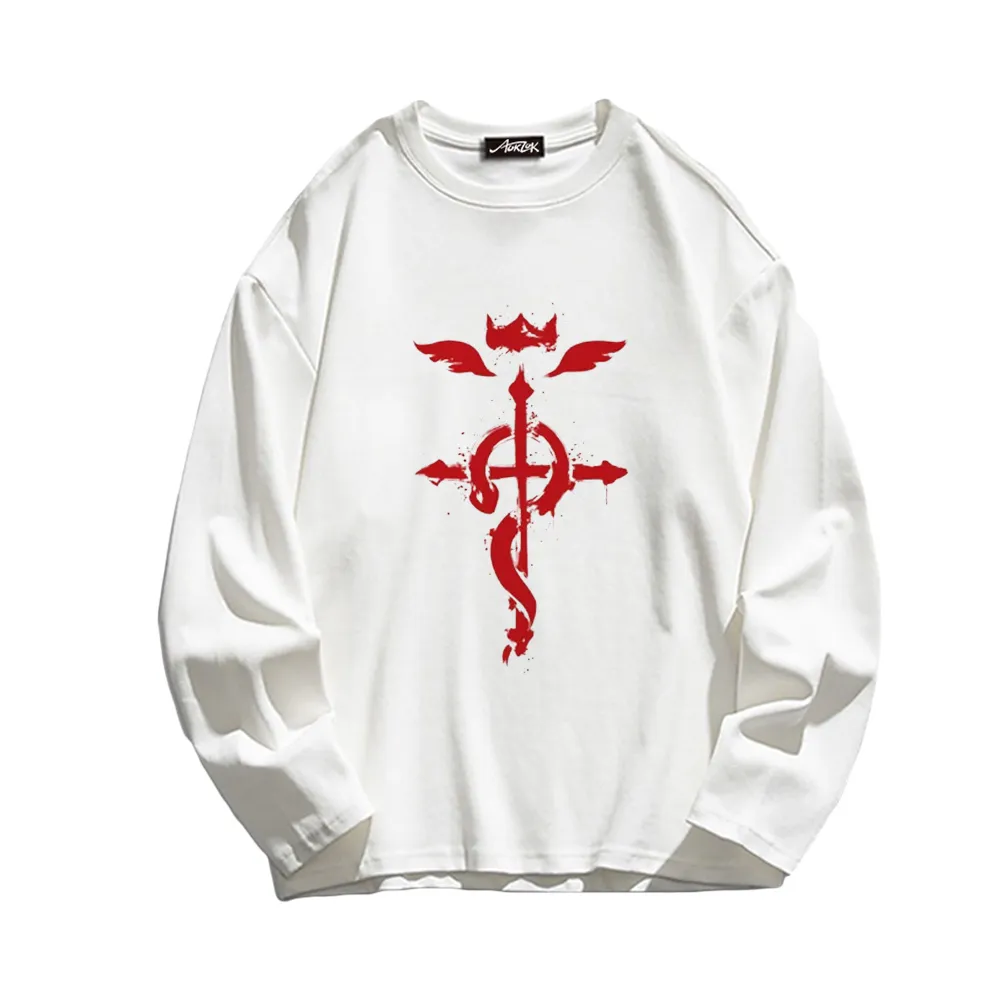 Retro Cross Devil Sign Long Sleeve Shirt