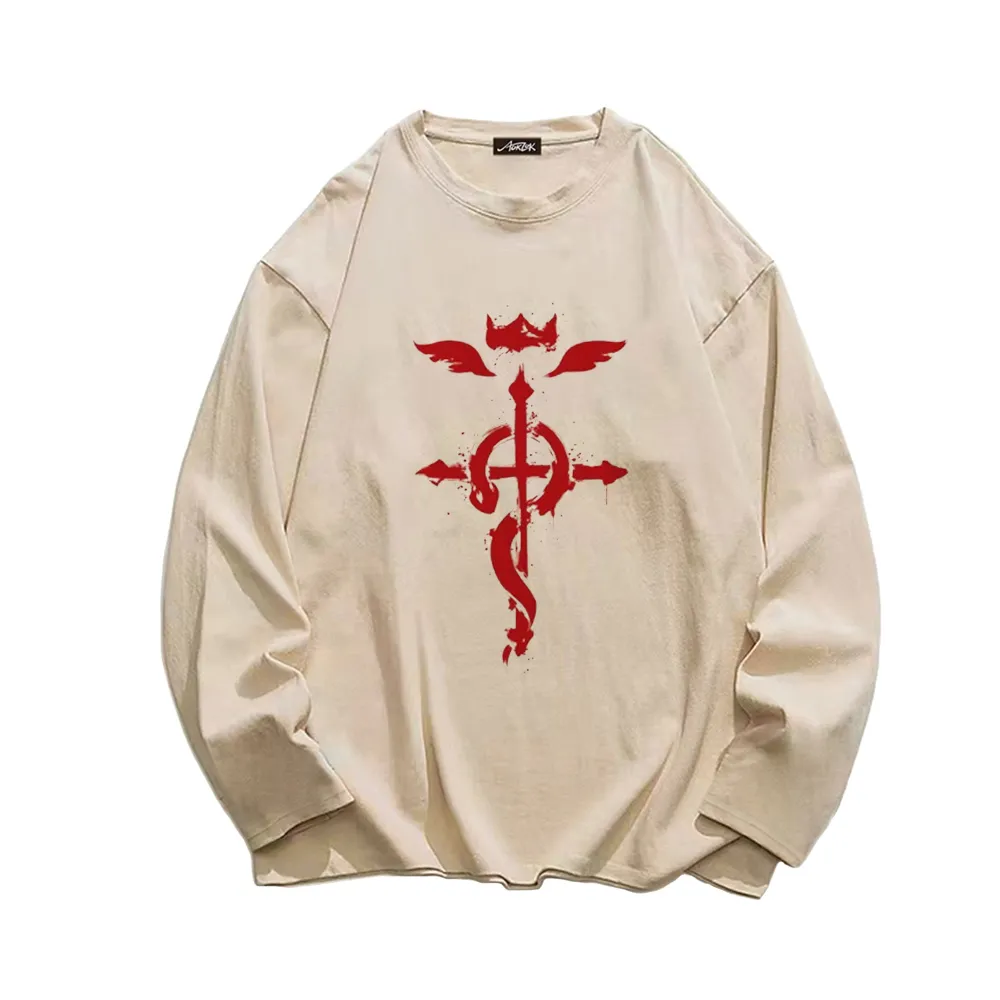 Retro Cross Devil Sign Long Sleeve Shirt