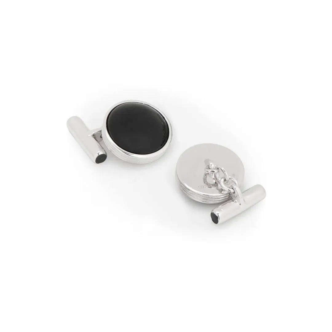 Ribbed Onyx Cufflinks