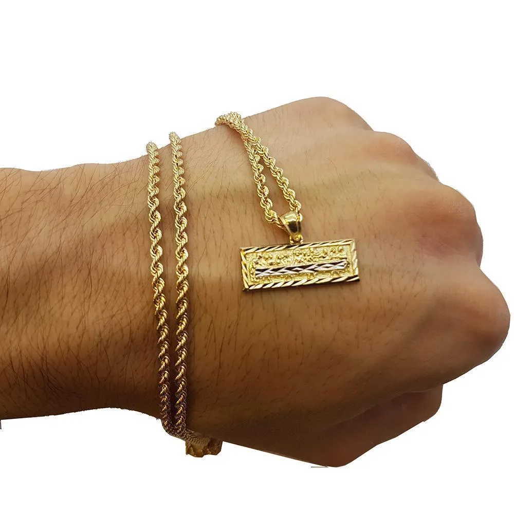 Rope Chain 2.5MM 10K With Repasmini en OR 10K MNG-156