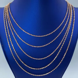Rope Chain Necklace Real 10K Rose Gold Full Collection