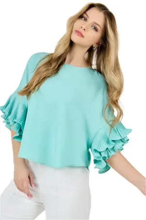 Round Neck Flared Sleeve Top
