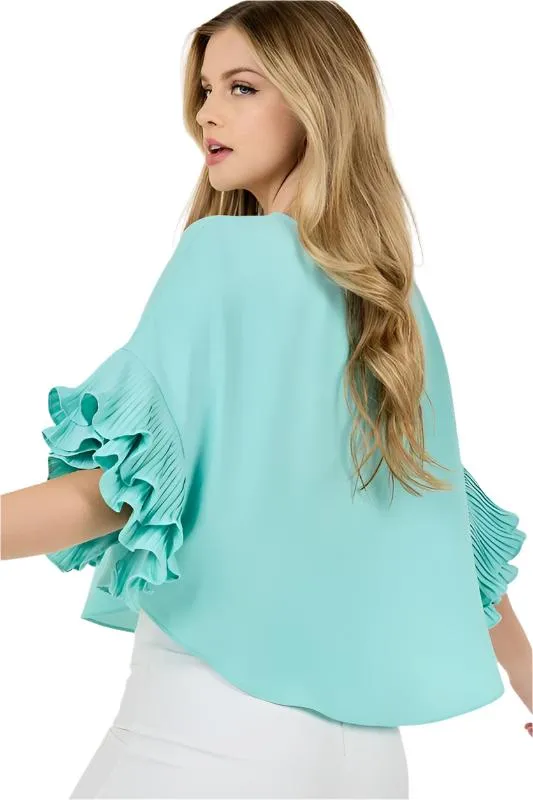 Round Neck Flared Sleeve Top