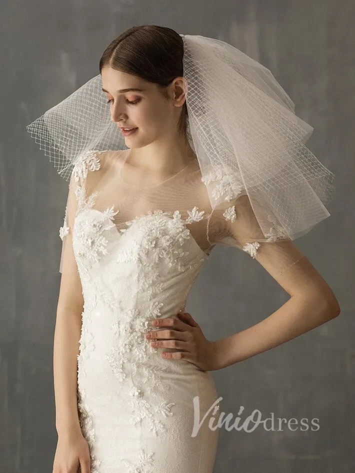 Roycebridal Shoulder Length Short Bridal Veils AC1001