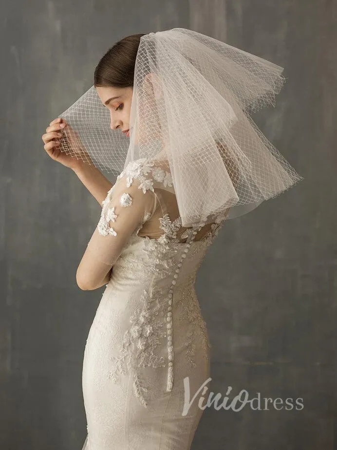 Roycebridal Shoulder Length Short Bridal Veils AC1001