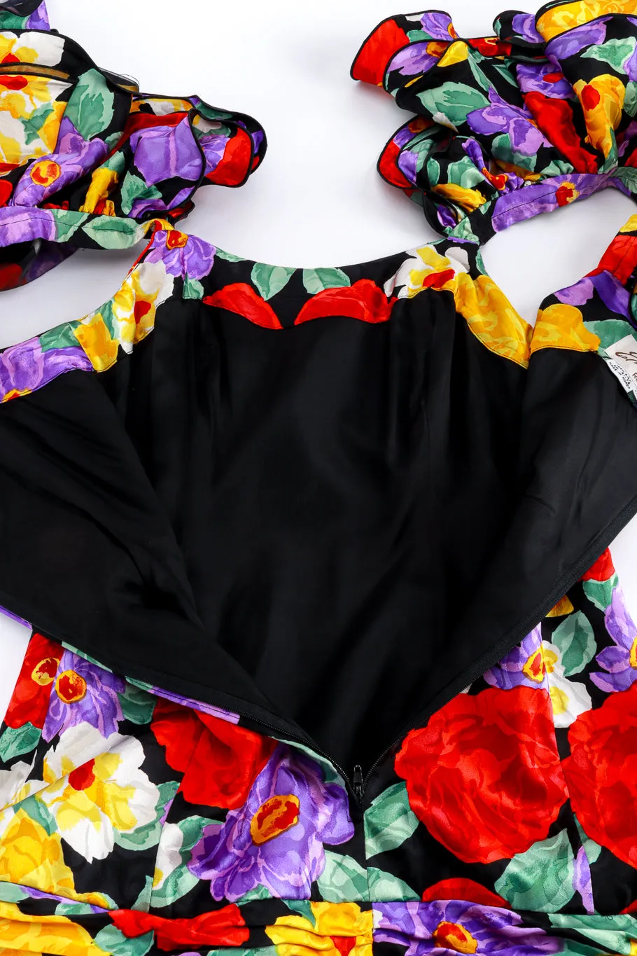 Ruched Floral Ruffle Dress