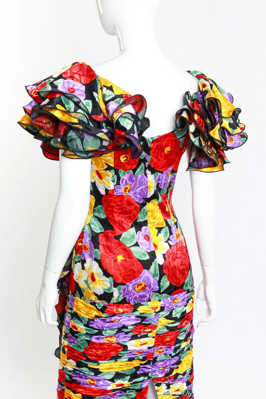 Ruched Floral Ruffle Dress