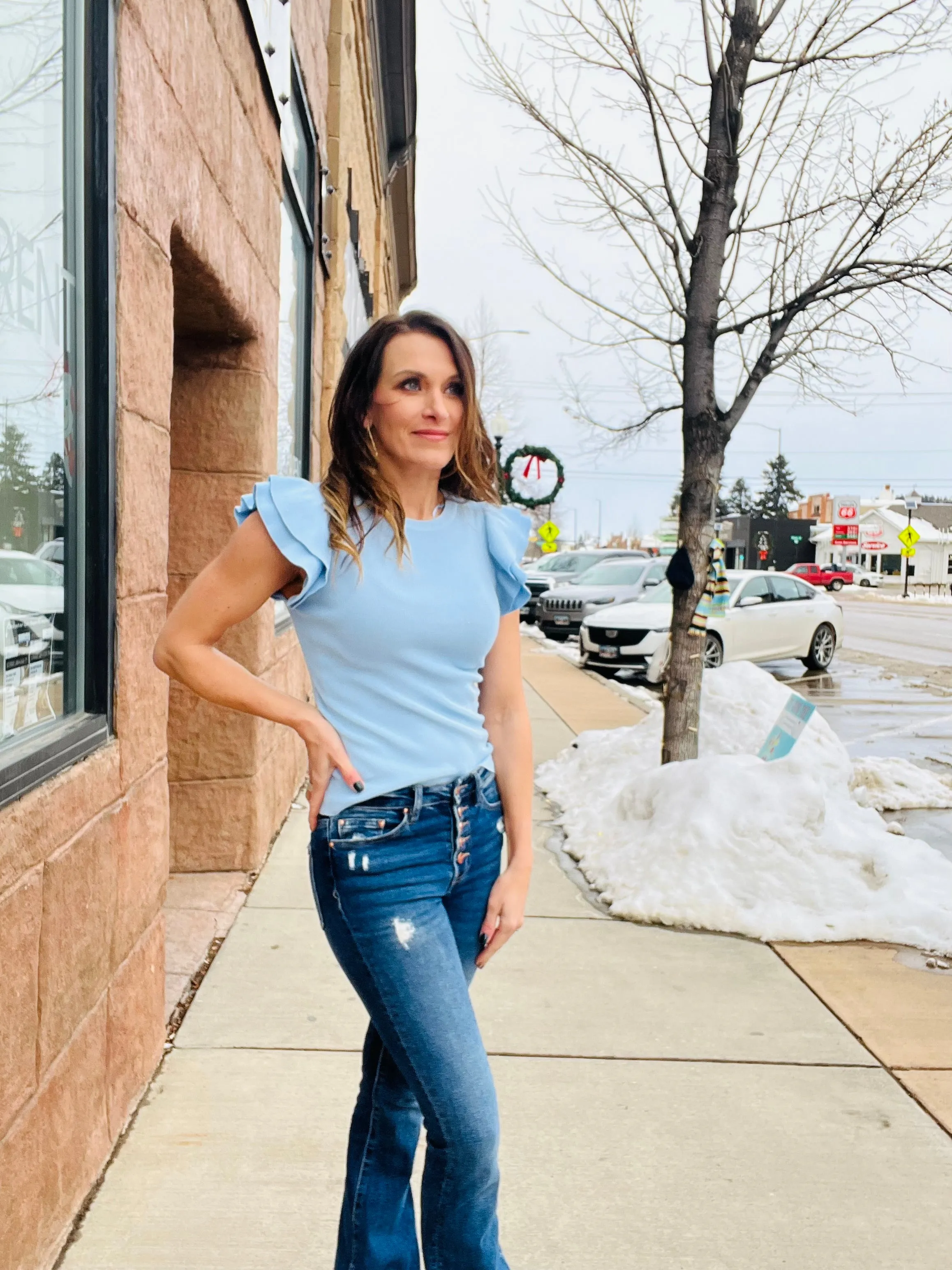 Ruffle Shoulder Top
