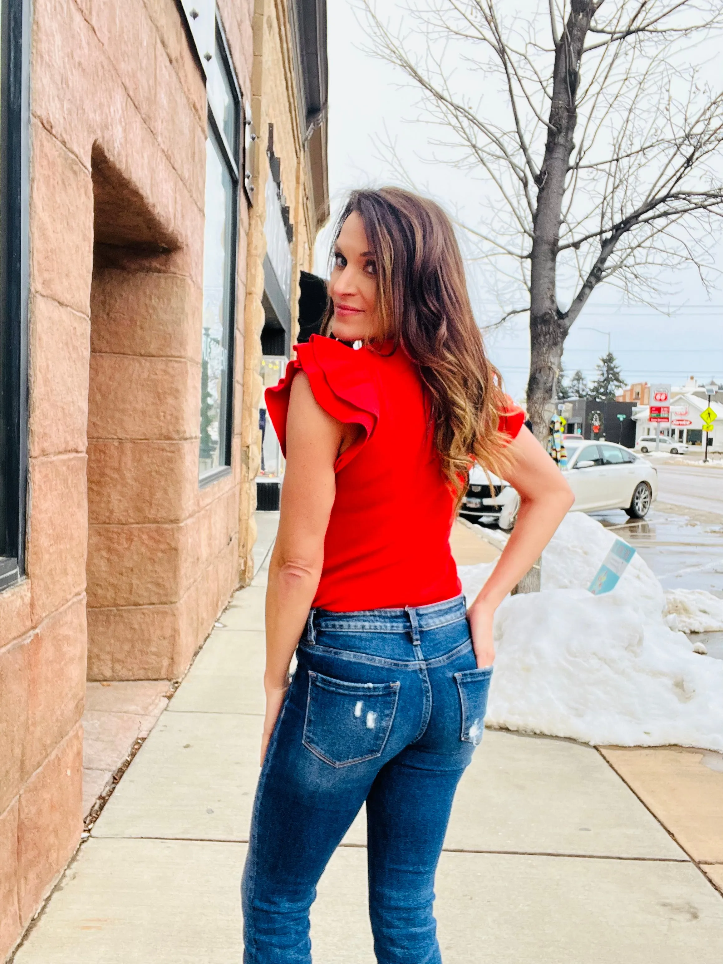 Ruffle Shoulder Top