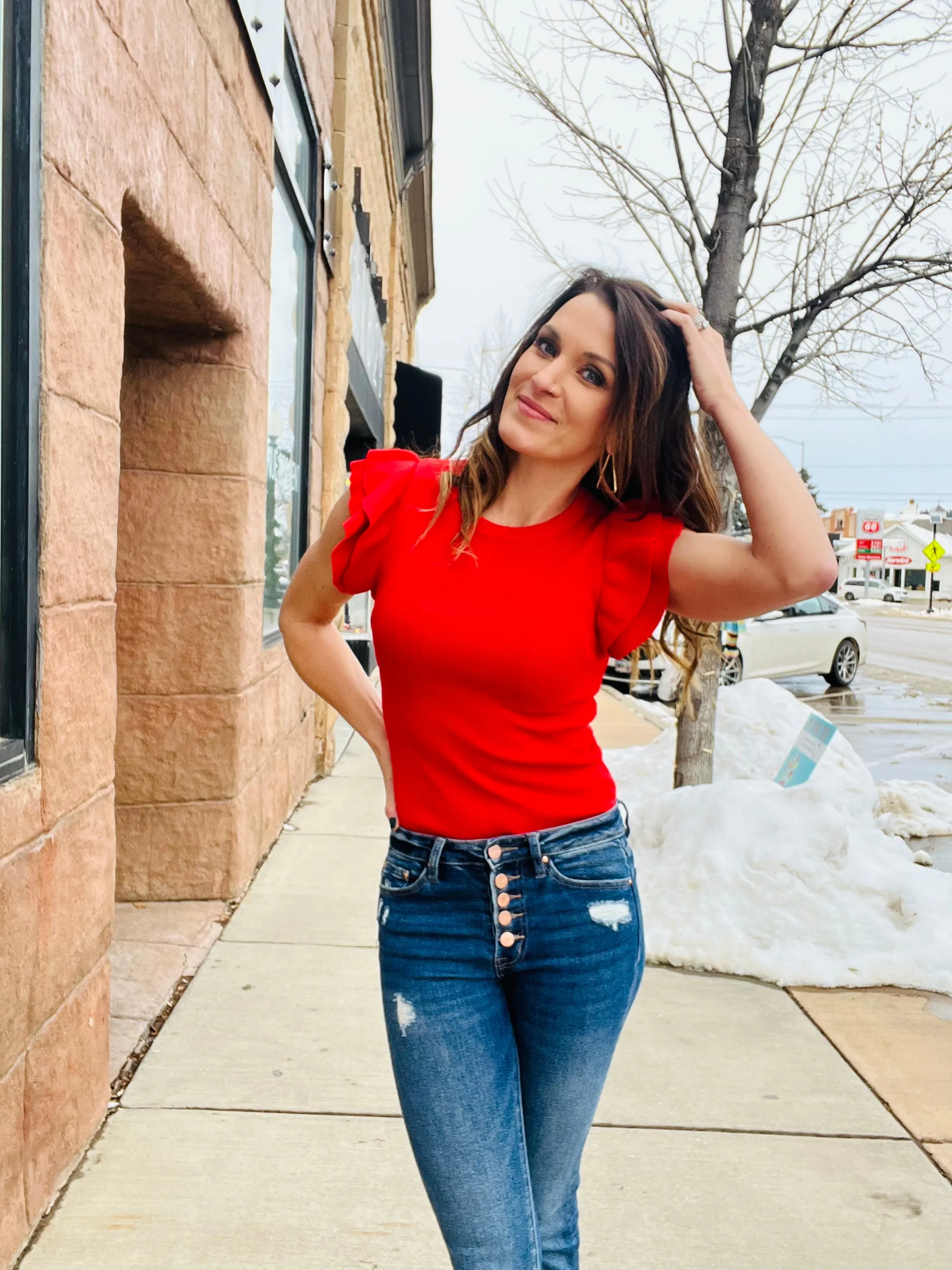 Ruffle Shoulder Top