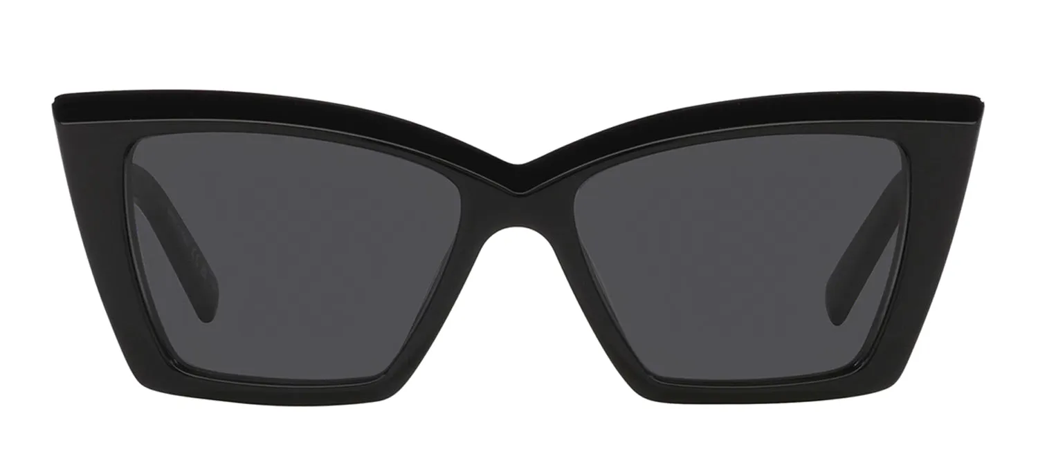Saint Laurent SL 657 001 Cat-Eye Plastic Black Sunglasses with Grey Lens