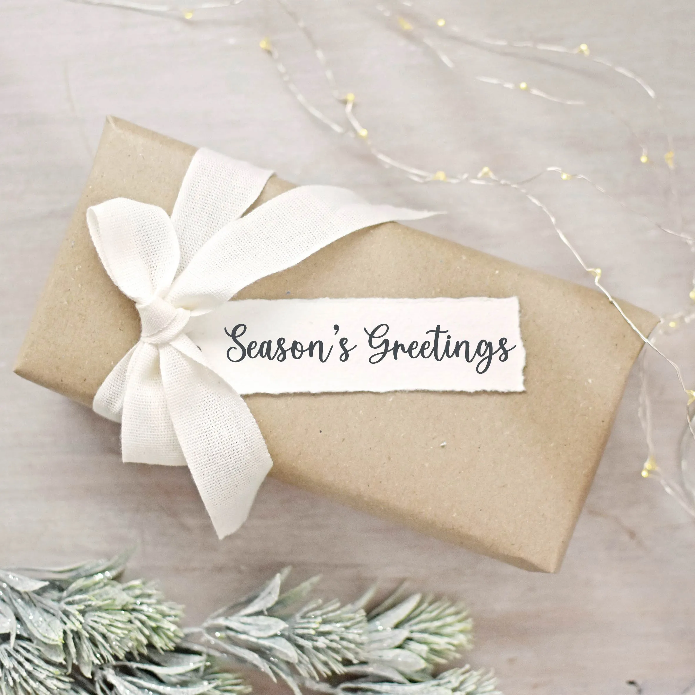 Season's Greetings Script Rubber Stamp