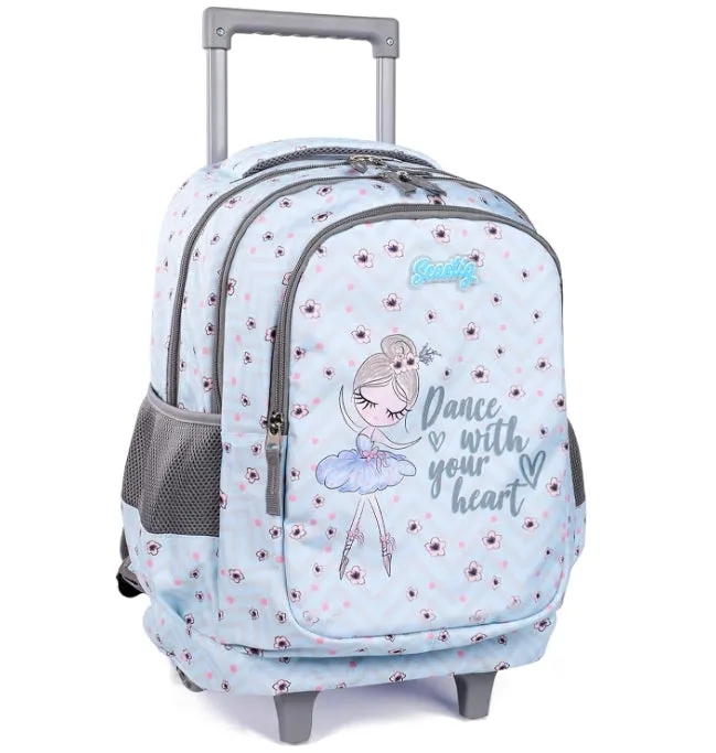 seastig 18 inch Barbie Blue Double Handle Rolling Backpack