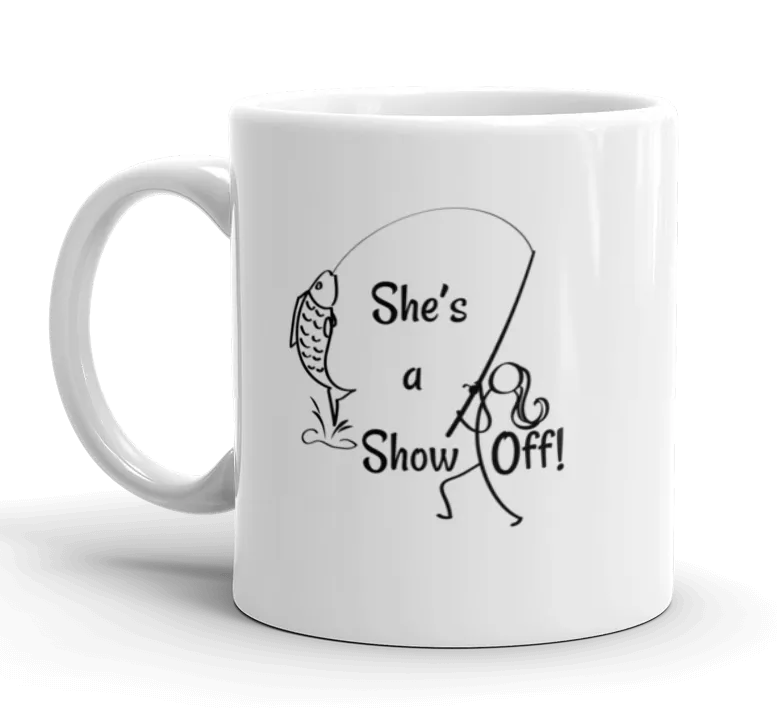 She's a Show Off, White Glossy Mug
