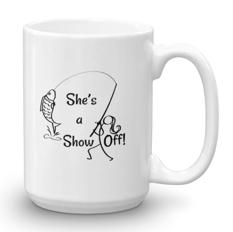 She's a Show Off, White Glossy Mug