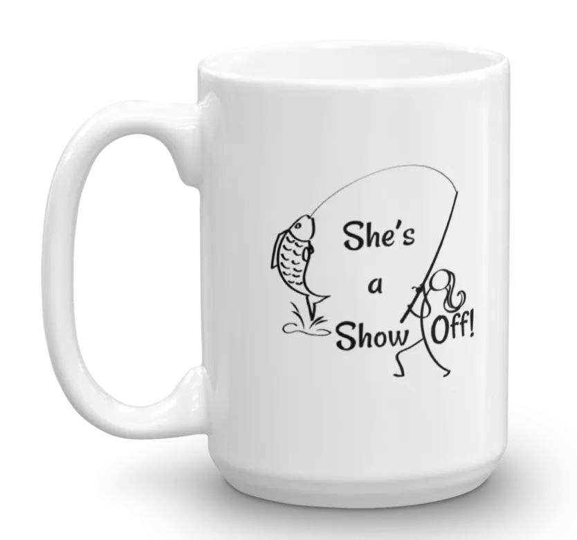 She's a Show Off, White Glossy Mug