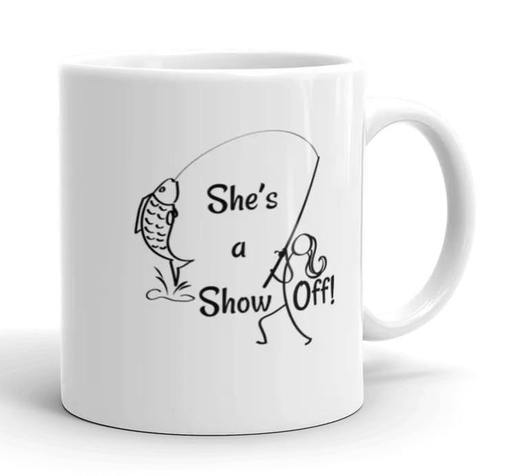She's a Show Off, White Glossy Mug