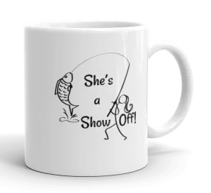 She's a Show Off, White Glossy Mug