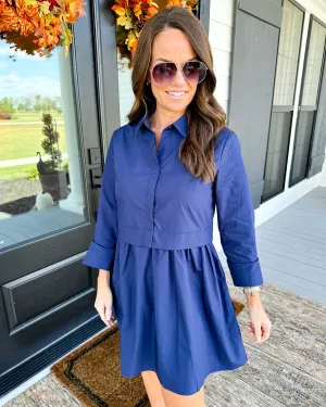 Shirt Dress in Navy
