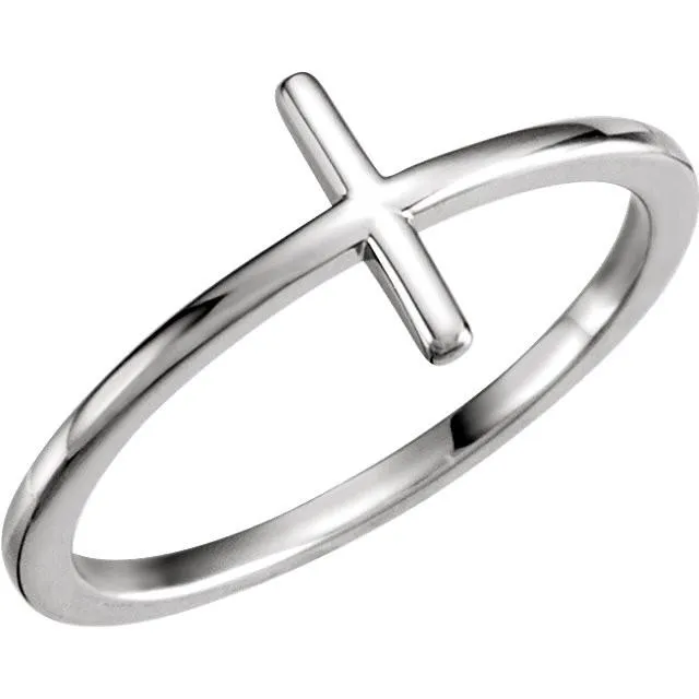 Sideways Cross Ring - Sterling Silver, 14k Gold (Y, W or R)