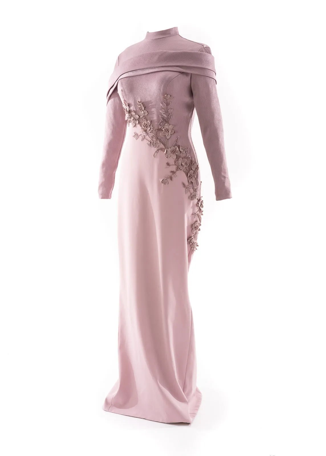 SK • Power Pink Diagonally cut Gown