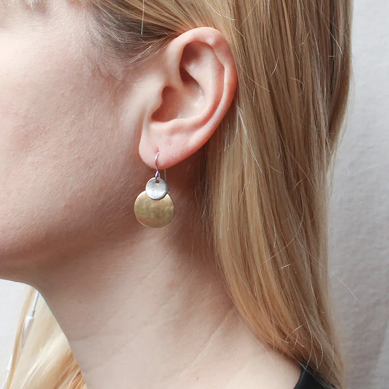 Small Layered Curved Discs Wire Earring