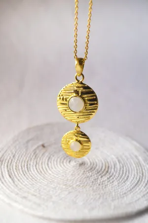 Speckled Rainbow Moon Stone Sterling Silver Necklace