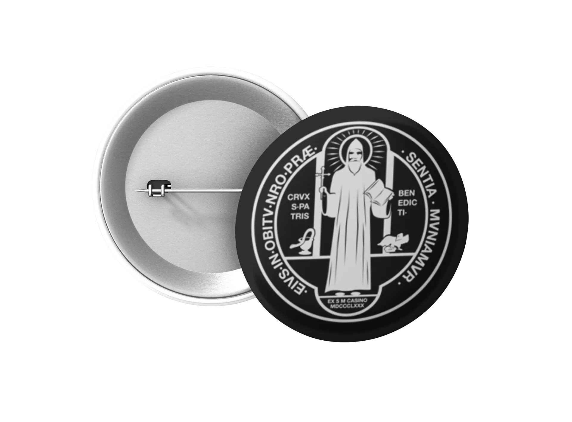 St Benedict Medal Holy Rule Button