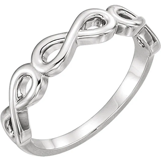 Stackable Infinity Ring in Sterling Silver or 14k Gold