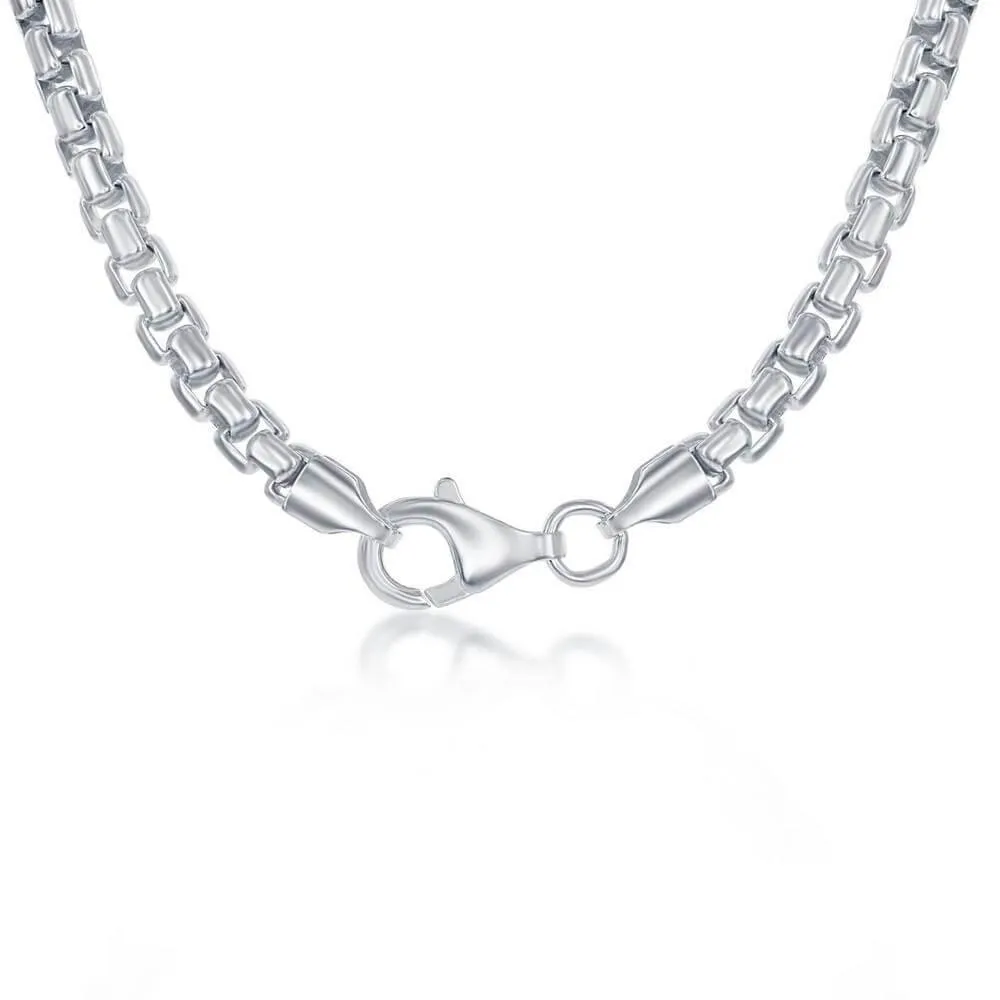 Sterling Silver 4mm Round Box Bracelet  - Silver Plated