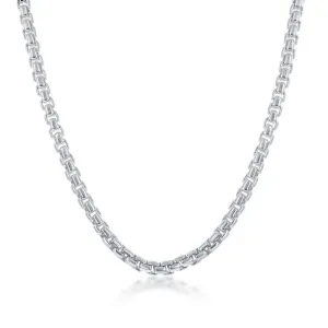 Sterling Silver 4mm Round Box Bracelet  - Silver Plated