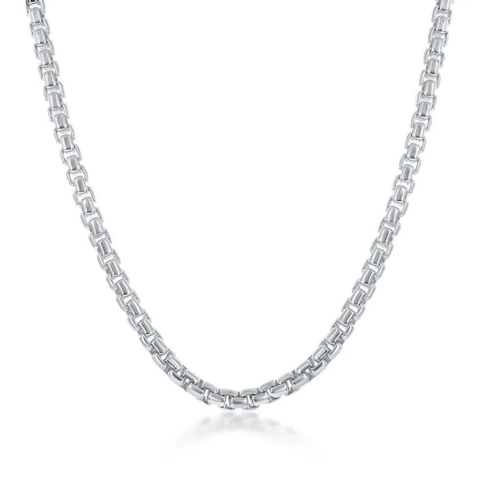 Sterling Silver 4mm Round Box Bracelet  - Silver Plated