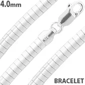 Sterling Silver 8" Dome Omega Chain Bracelet 4.0mm