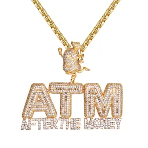 Sterling Silver ATM Money Dollar Bag Icy Custom Hip Hop Pendant
