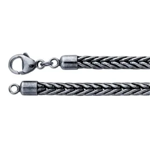 Sterling Silver Oxidized 4.3mm Round Foxtail Chain