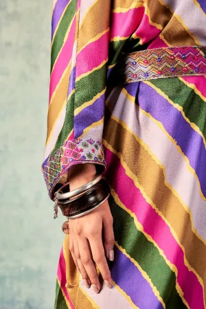 Stripes Printed Dress Paired With Belt