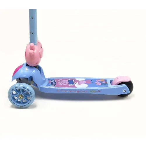 Super Cool Upgraded Peppa Pig Style Kids Foldable 3-Wheel Tilt and Turn Kick Scooter with Adjustable Handle | Music | LED Lights | Ages 3-8