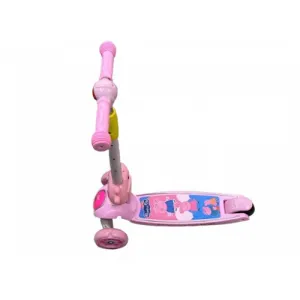 Super Cool Upgraded Peppa Pig Style Kids Foldable 3-Wheel Tilt and Turn Kick Scooter with Adjustable Handle | Music | LED Lights | Ages 3-8