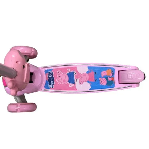 Super Cool Upgraded Peppa Pig Style Kids Foldable 3-Wheel Tilt and Turn Kick Scooter with Adjustable Handle | Music | LED Lights | Ages 3-8