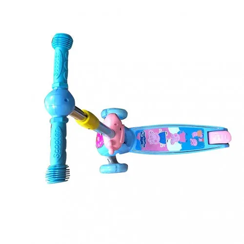 Super Cool Upgraded Peppa Pig Style Kids Foldable 3-Wheel Tilt and Turn Kick Scooter with Adjustable Handle | Music | LED Lights | Ages 3-8