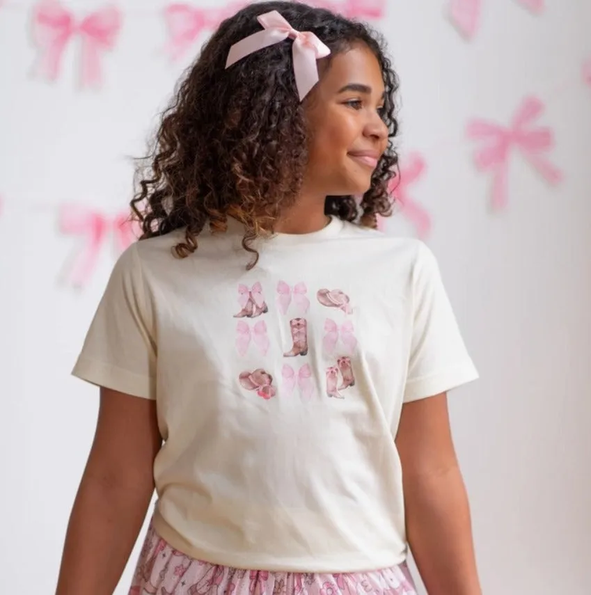 Sweet Wink - Coquette Cowgirl Short Sleeve T-Shirt - Natural
