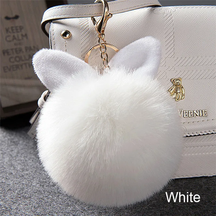 Synthetic Rabbit fur Pom Pom Keychain Charm