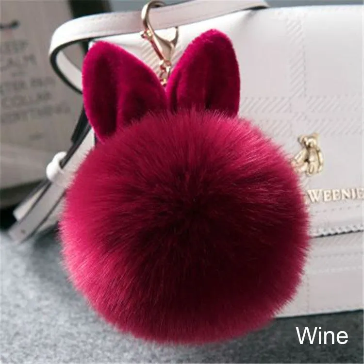 Synthetic Rabbit fur Pom Pom Keychain Charm
