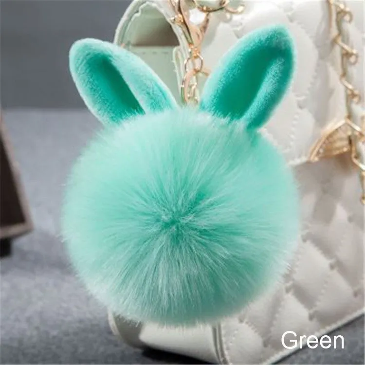 Synthetic Rabbit fur Pom Pom Keychain Charm