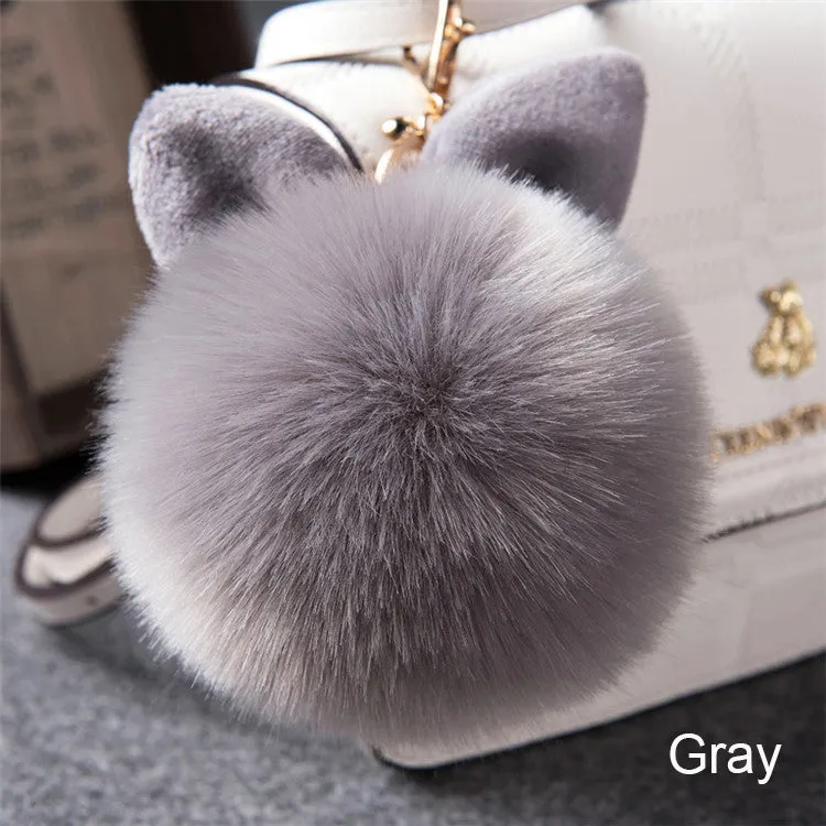 Synthetic Rabbit fur Pom Pom Keychain Charm