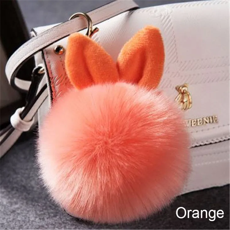 Synthetic Rabbit fur Pom Pom Keychain Charm