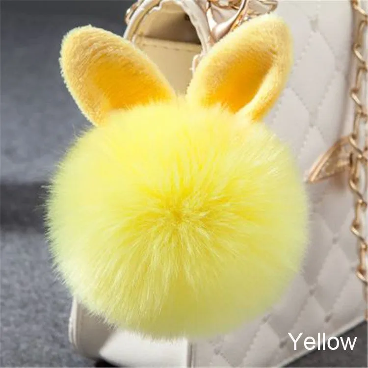 Synthetic Rabbit fur Pom Pom Keychain Charm