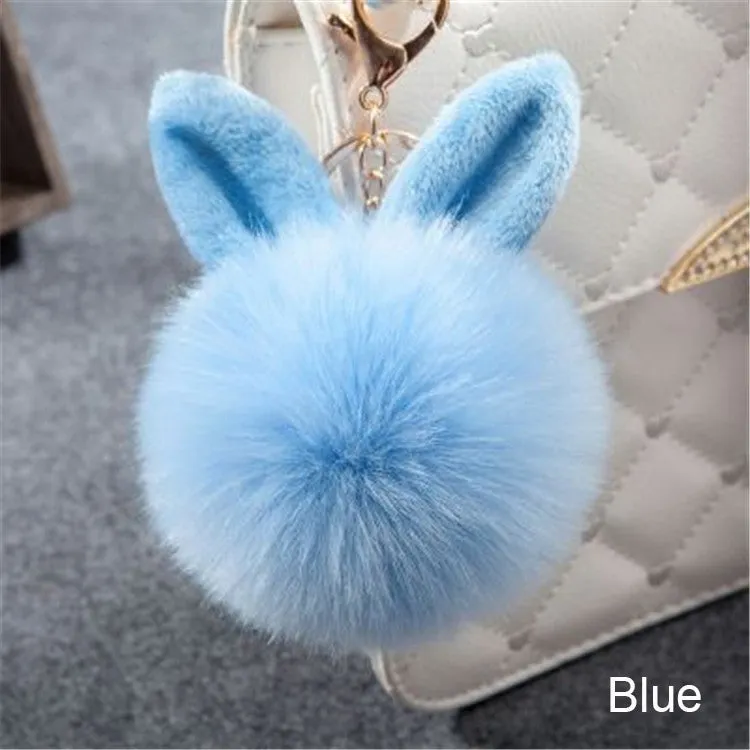 Synthetic Rabbit fur Pom Pom Keychain Charm