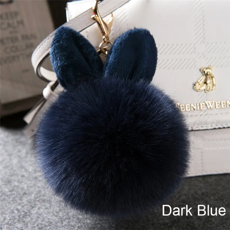 Synthetic Rabbit fur Pom Pom Keychain Charm